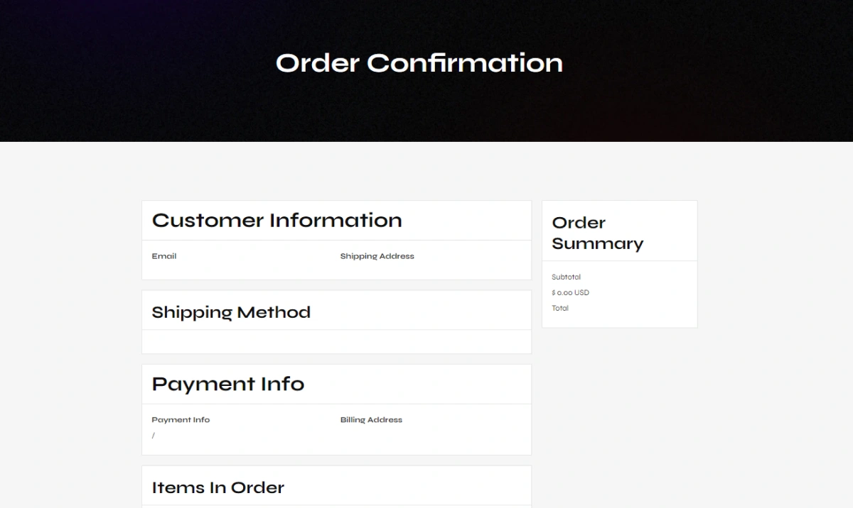 Order Confirmation